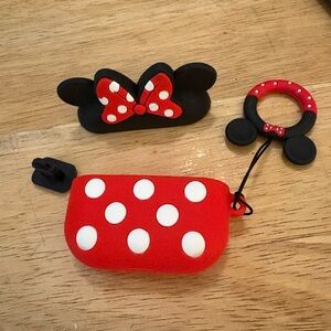 Minnie Mouse-themed silicone case for Apple AirPods.